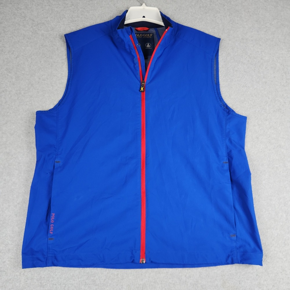 Polo Golf Ralph Lauren Vest Mens Large Blue Packable Water Resistant Full Zip
